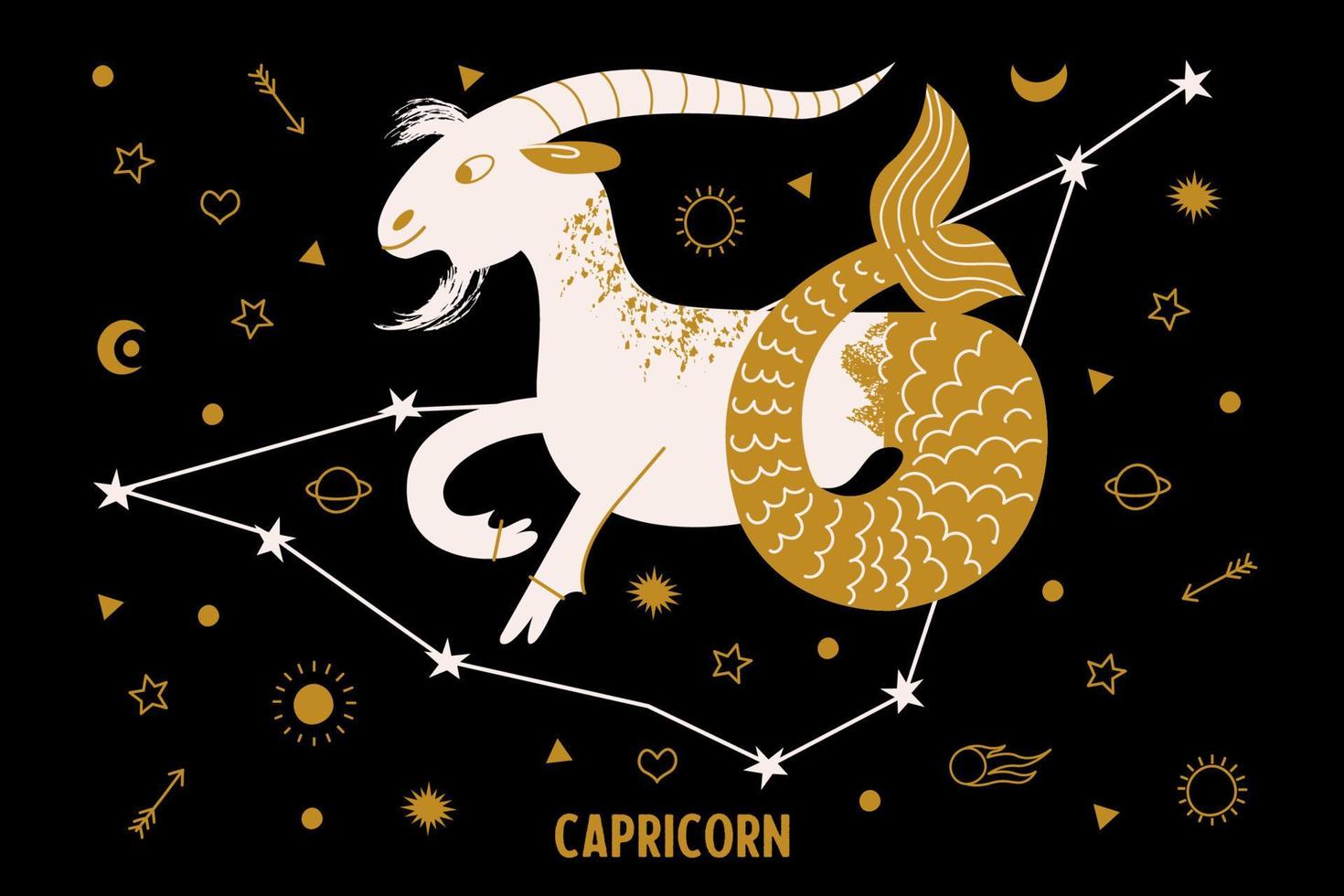 Capricorn is a sign of the zodiac. Horoscope and astrology. Vector ...