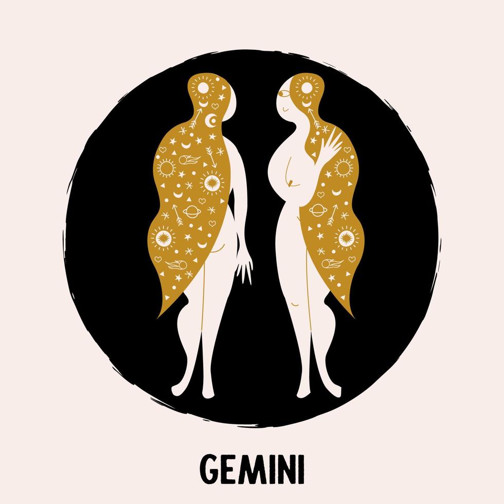 Gemini. Zodiac sign. Two girls are twins. Constellation of Gemini ...