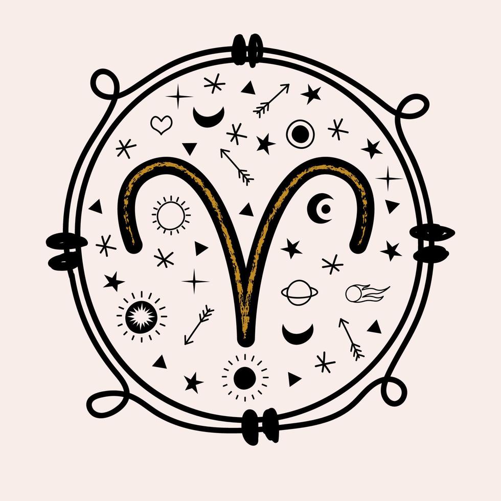 Aries zodiac sign. Horoscope and astrology. Vector illustration in a flat style.