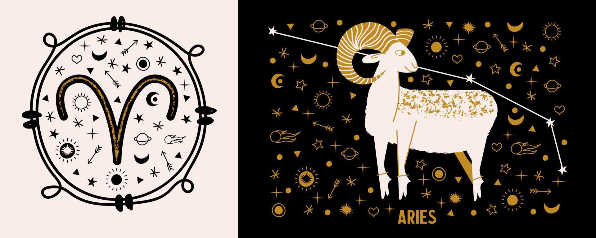 Aries zodiac sign. Horoscope and astrology. Vector illustration in a flat style.