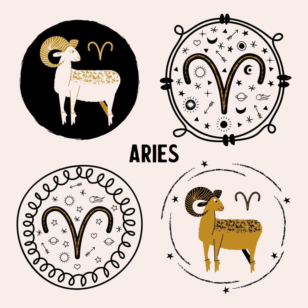 signo del zodíaco aries. horóscopo y astrología. ilustración vectorial en un estilo plano. vector
