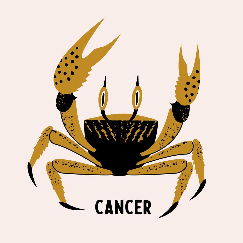 el cáncer es un signo del zodíaco. horóscopo y astrología. vector ilustración dibujada a mano en un estilo plano.