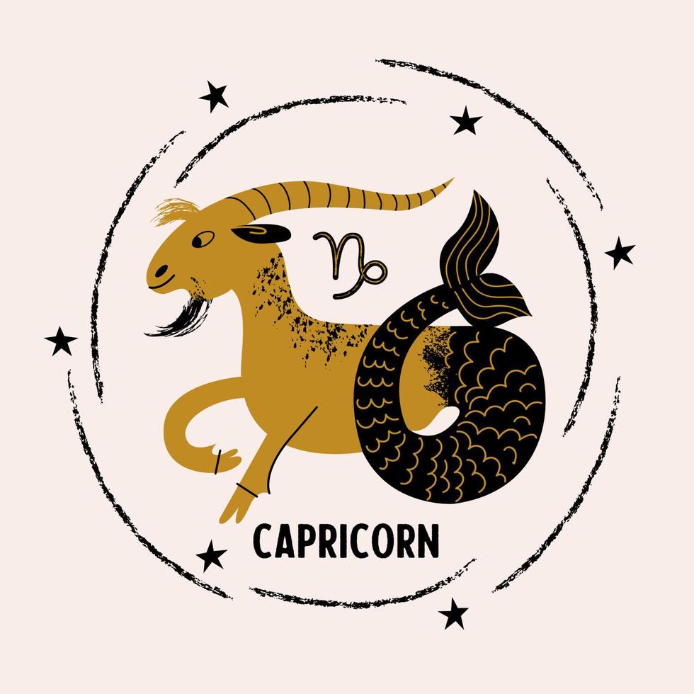 Capricorn is a sign of the zodiac. Horoscope and astrology. Vector illustration in a flat style.