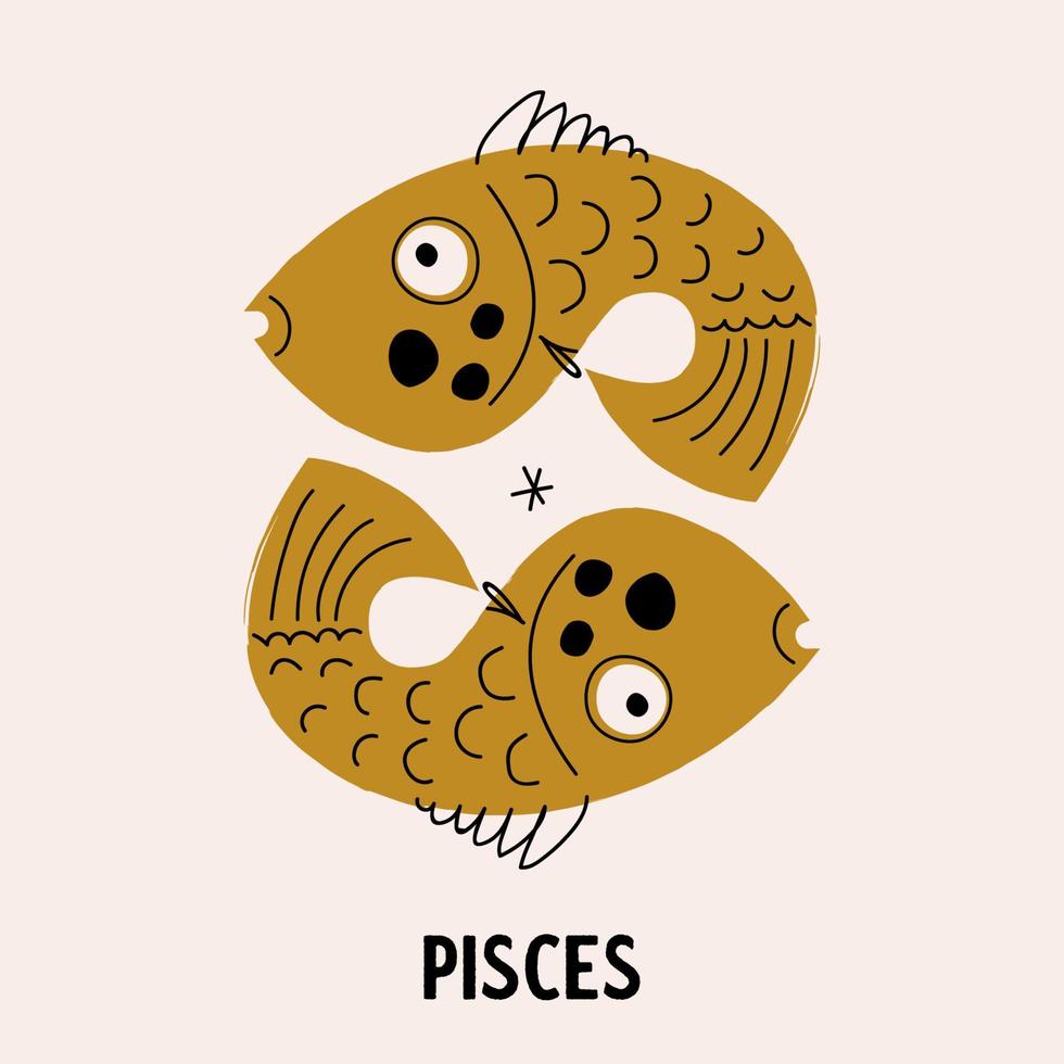 Sign of the Zodiac Pisces. Vector illustration.