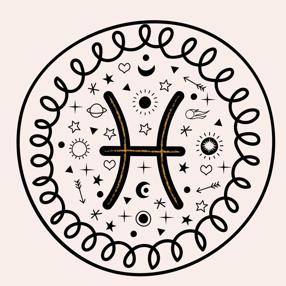 Sign of the Zodiac Pisces. Vector illustration.