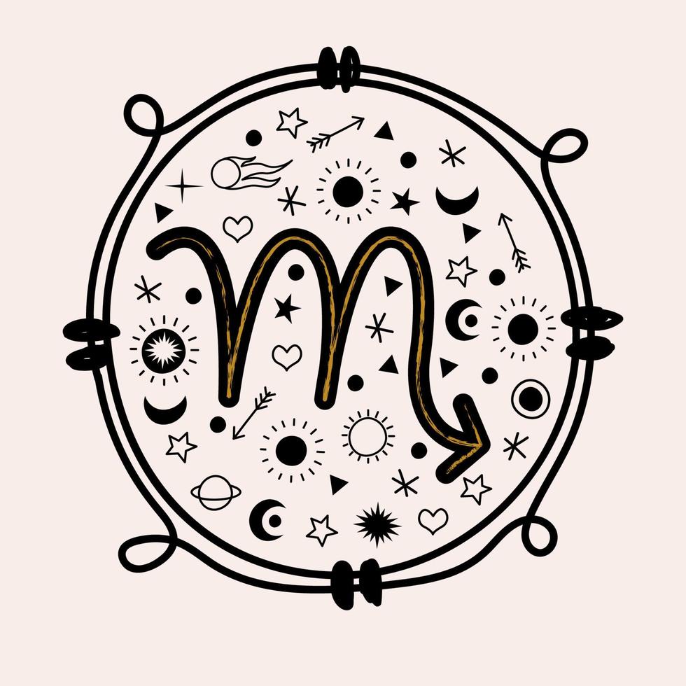 Sign of the zodiac Scorpio. Constellation of the Scorpion. Vector illustration.