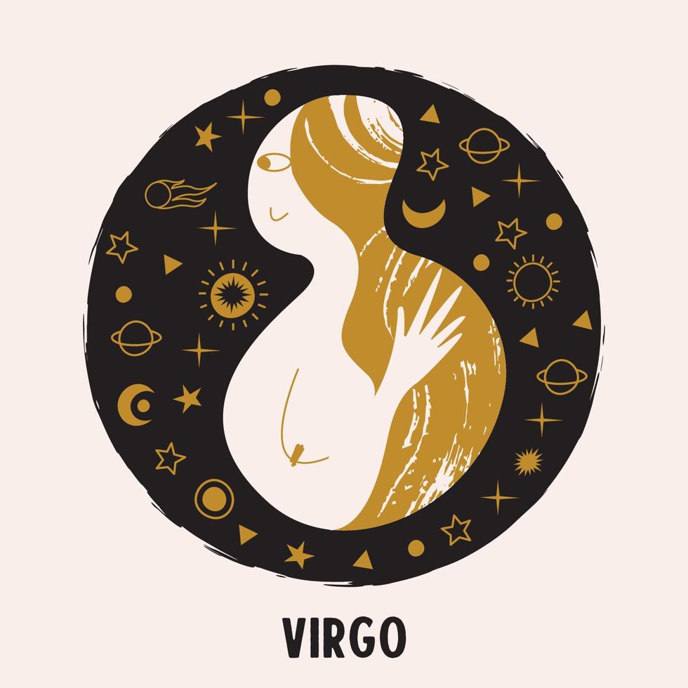 Sign of the zodiac Virgo. Constellation of the Virgo. Vector illustration.