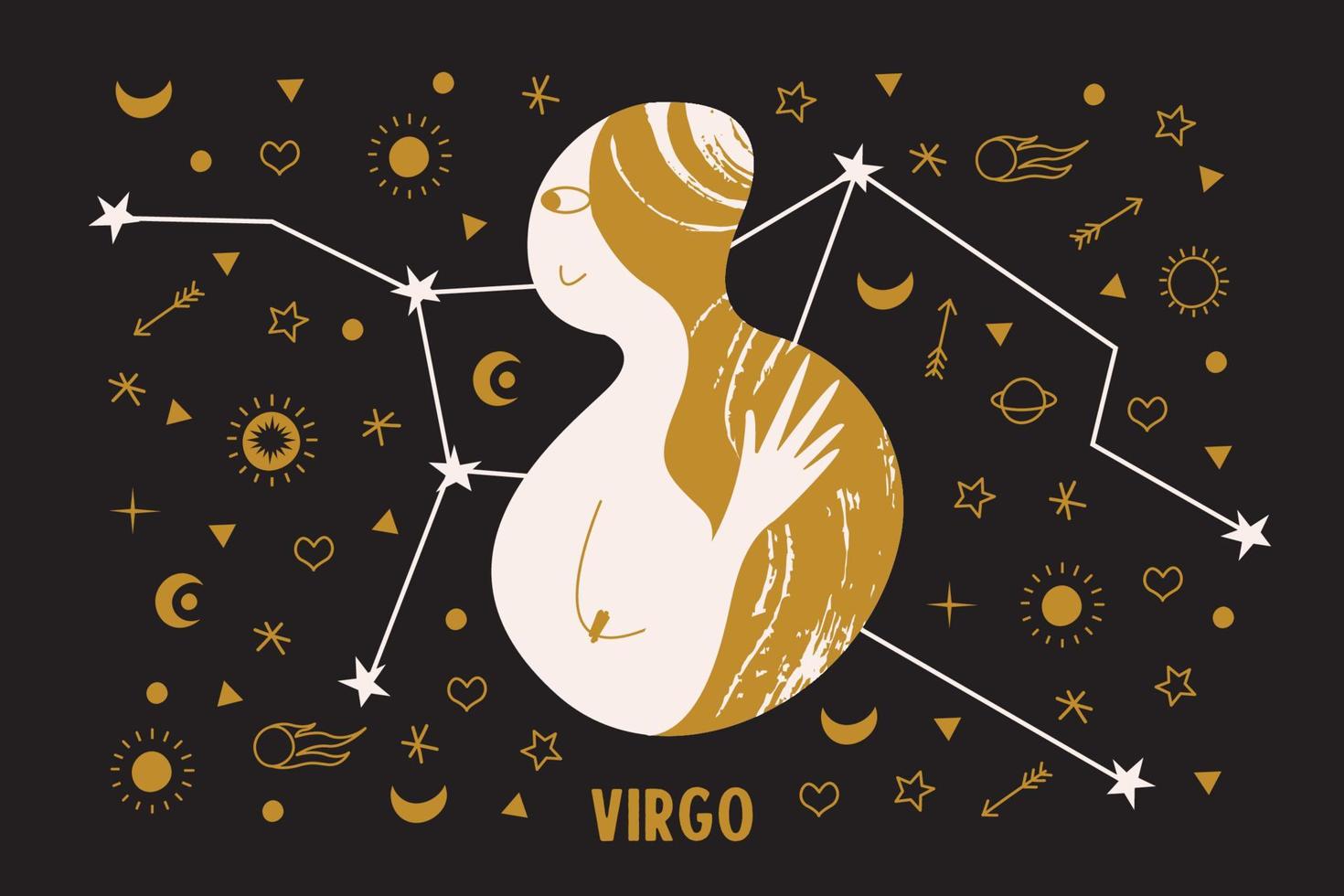 Sign of the zodiac Virgo. Constellation of the Virgo. Vector illustration.