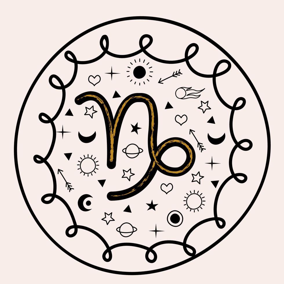 Capricorn is a sign of the zodiac. Horoscope and astrology. Vector illustration in a flat style.