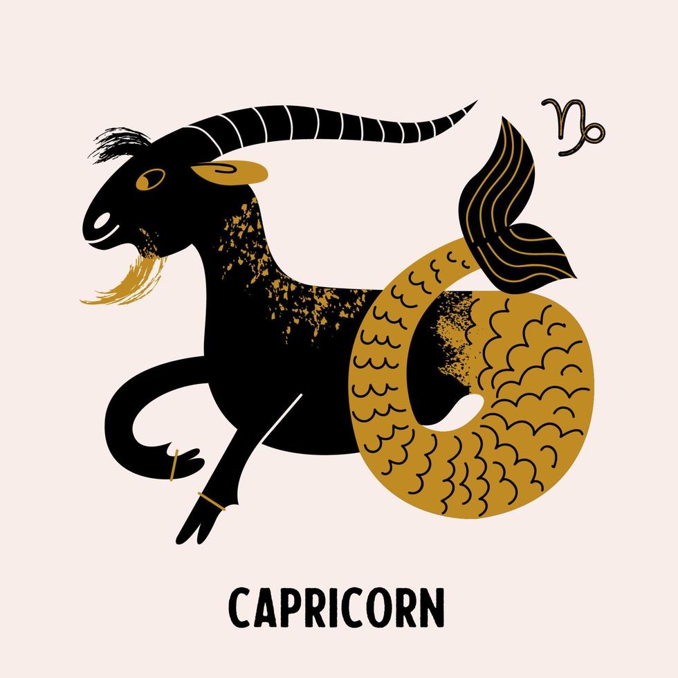 Capricorn is a sign of the zodiac. Horoscope and astrology. Vector ...