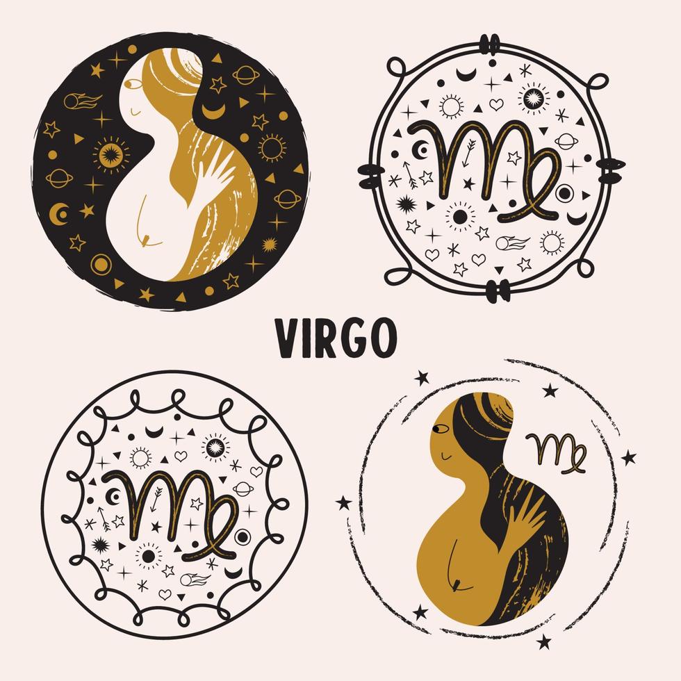 Sign of the zodiac Virgo. Constellation of the Virgo. Vector illustration.