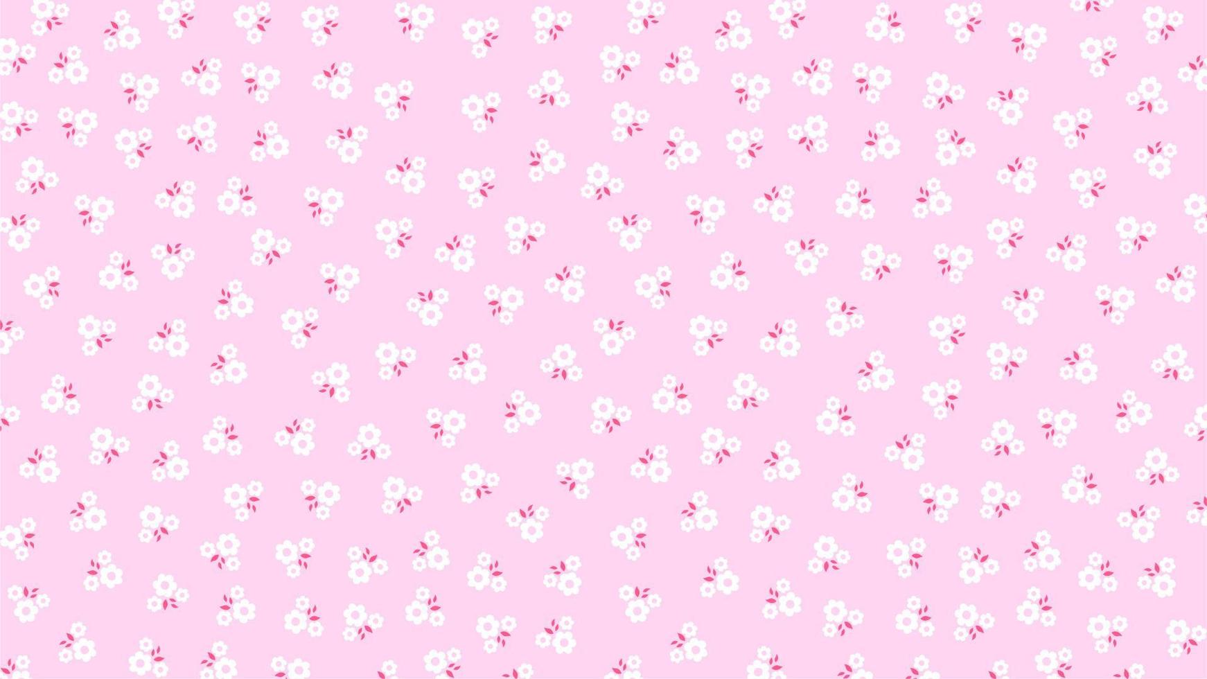 seamless pattern of small white flowers on pink background vector