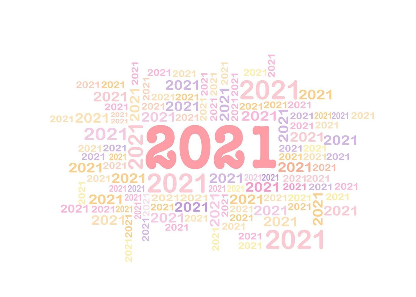 A group of number 2021, the year of the lord. They are randomly size and position. vector