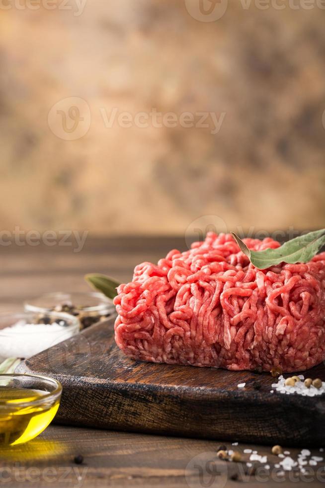 Fresh raw beef minced meat photo