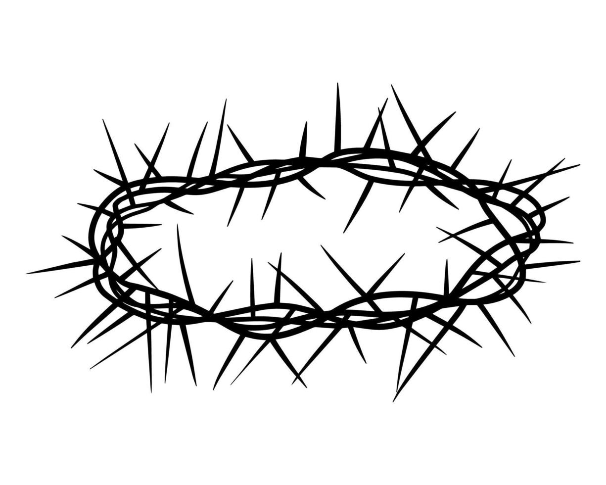 The crown of thorns is a symbol of the death and resurrection of Jesus Christ. Symbol of the Lord's Supper. Vector isolated illustration on white background