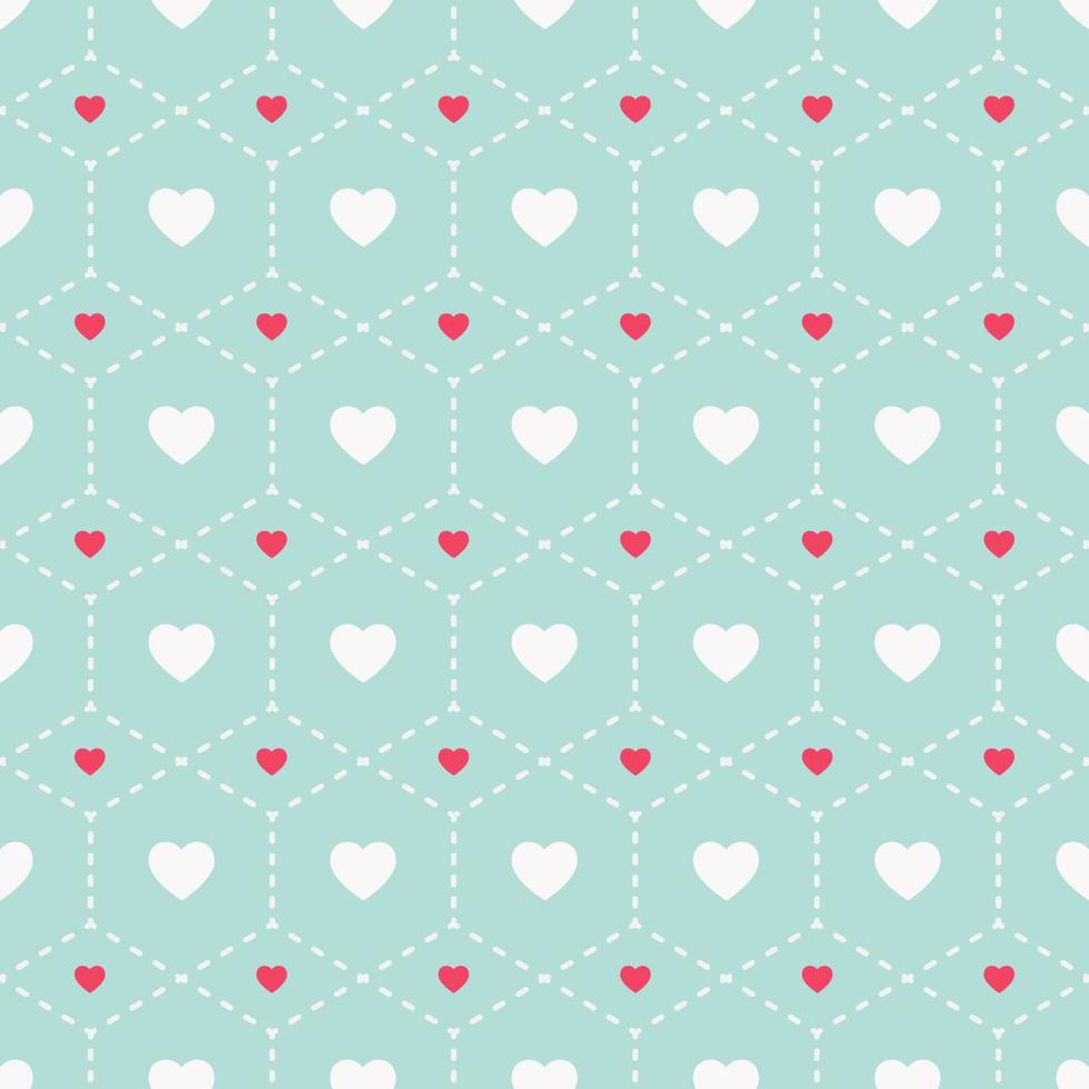 Seamless geometric pattern with hearts. Vintage background. Vector illustration