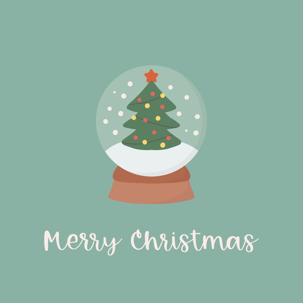Guirnalda festiva con ilustración de vector plano de tazón de vidrio. tarjeta de felicitación de Navidad, elemento de diseño decorativo de postal. símbolo tradicional de celebración de vacaciones de invierno.
