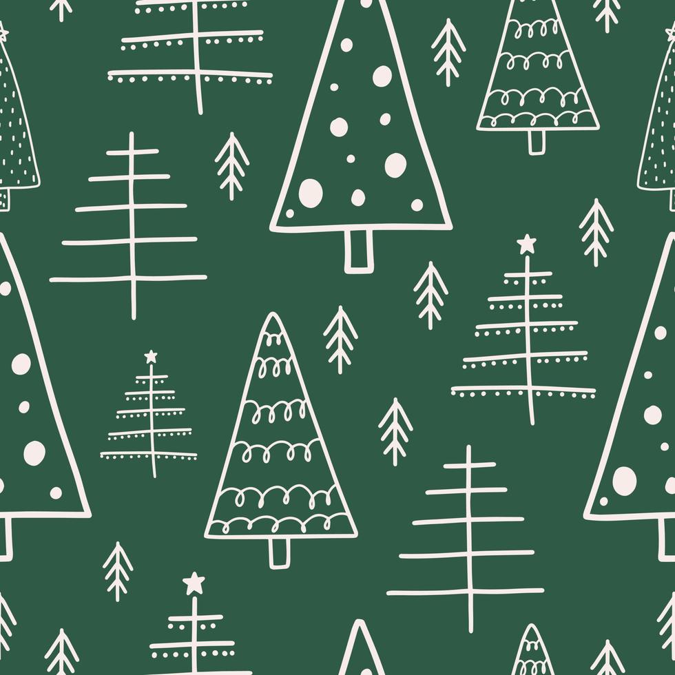 símbolos de Navidad y año nuevo árbol de patrones sin fisuras. impresión linda del vector. papel digital. elemento de diseño vector