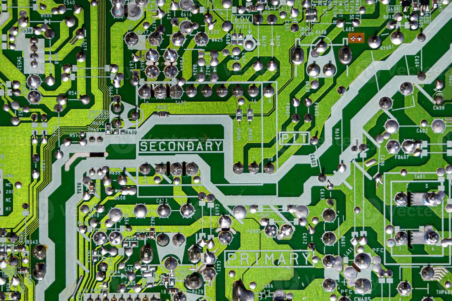 Circuit board. Electronic computer hardware technology. Motherboard digital chip. Tech science background. Integrated communication processor. photo
