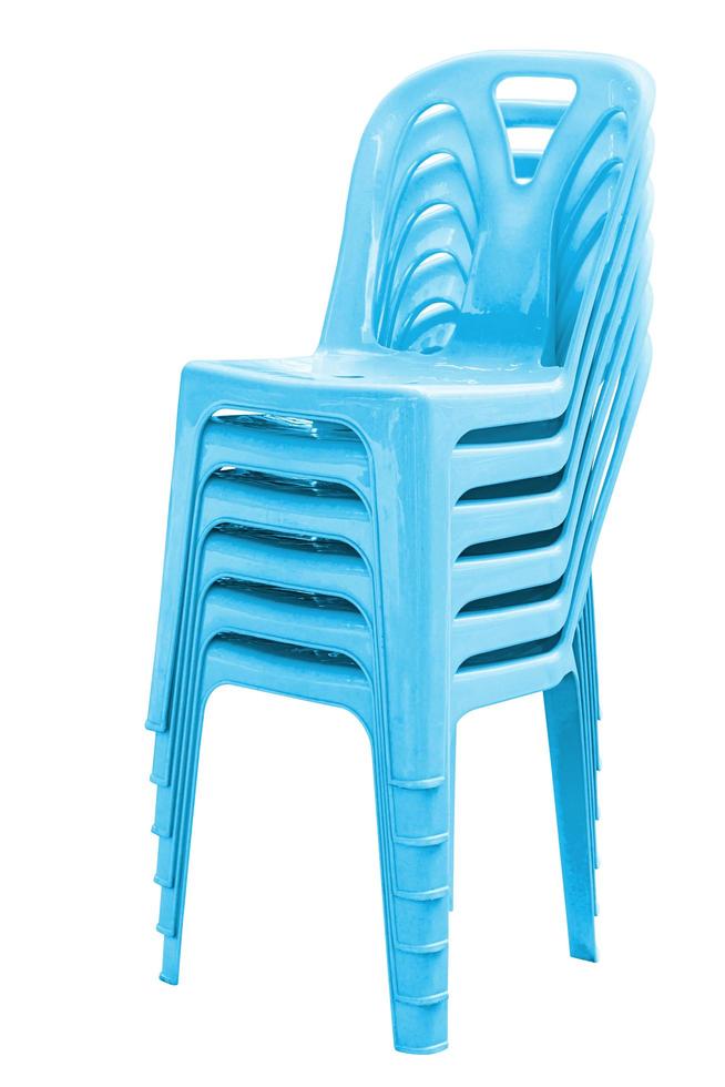 Cyan Plastic chairs isolated photo