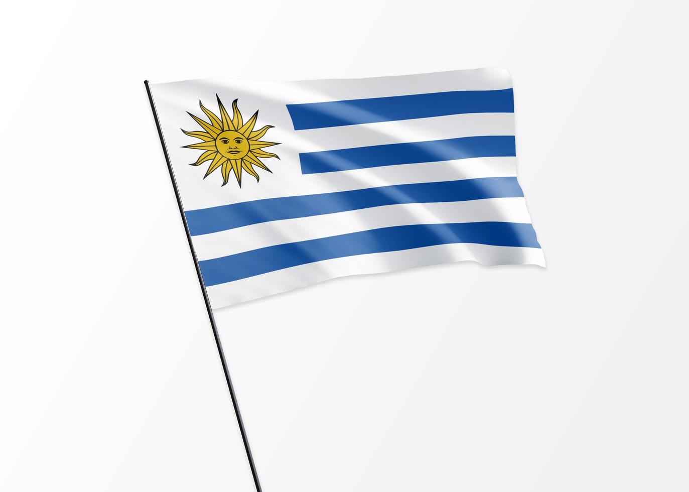 bandera de uruguay volando alto en el fondo aislado día de la independencia de uruguay 25 de agosto. ilustración 3d colección de la bandera nacional mundial foto