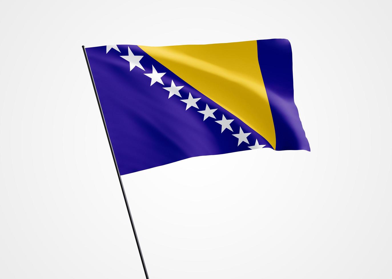 Bosnia and Herzegovina flag flying high in the white isolated background. March 01 Bosnia and Herzegovina independence day. World national flag collection world national flag collection photo