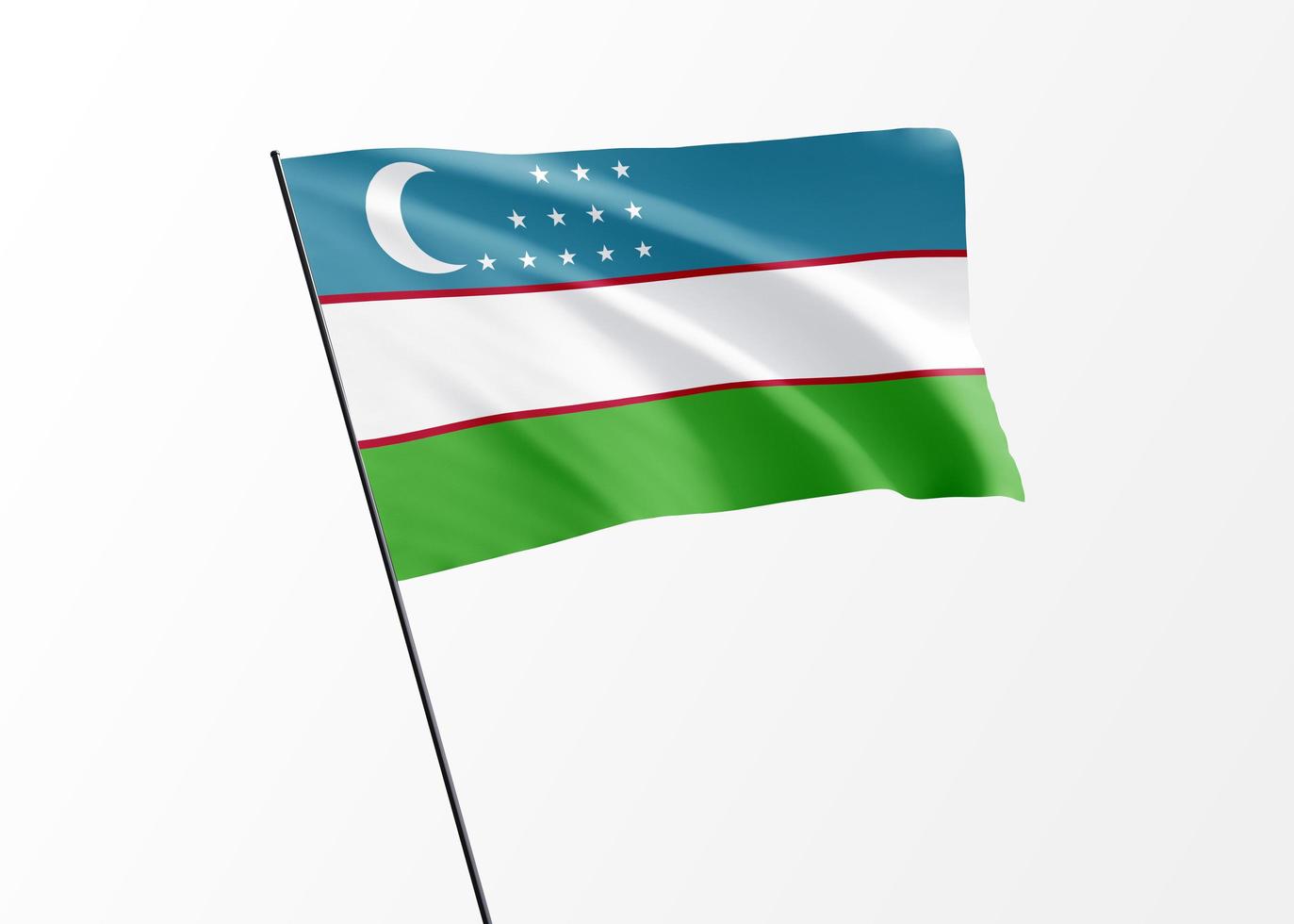 bandera de uzbekistán ondeando alto en el fondo aislado día de la independencia de uzbekistán. colección de banderas nacionales del mundo foto