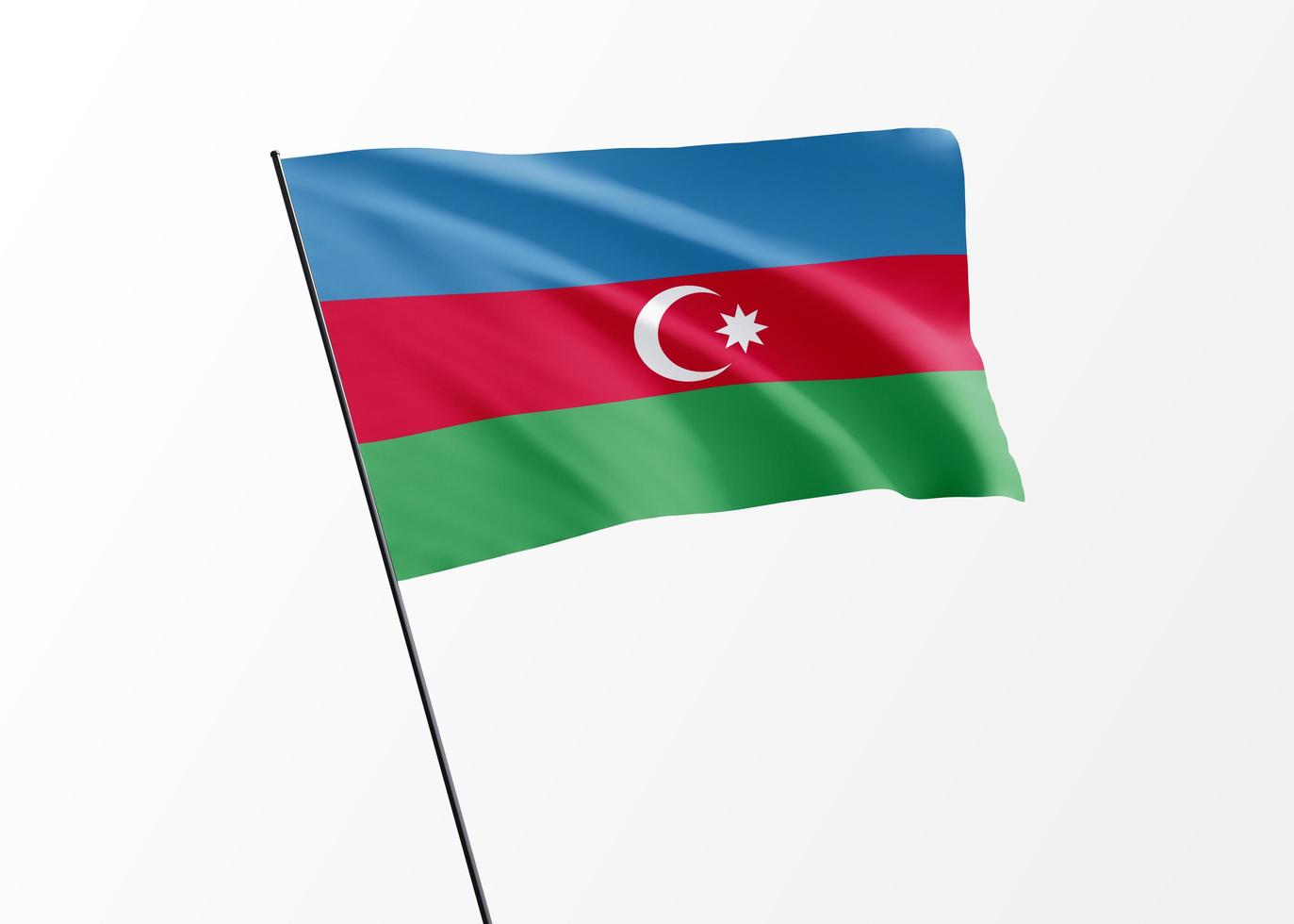 Azerbaijan flag flying high in the isolated background Azerbaijan independence day. 3D illustration world national flag collection photo