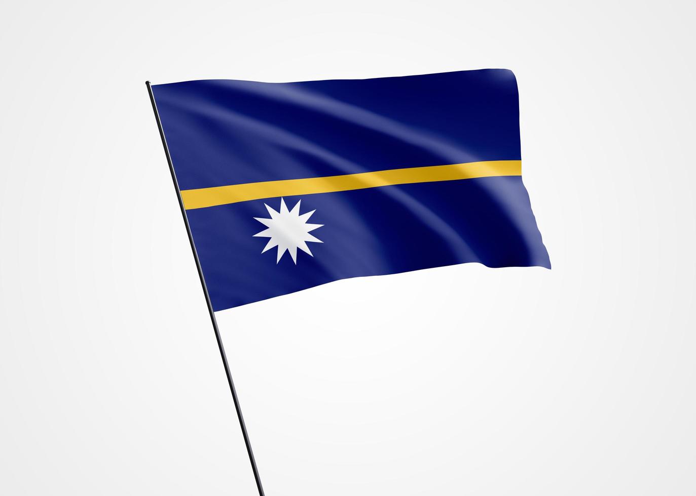 Nauru flag flying high in the isolated background. January 31 Nauru independence day. World national flag collection world national flag collection photo