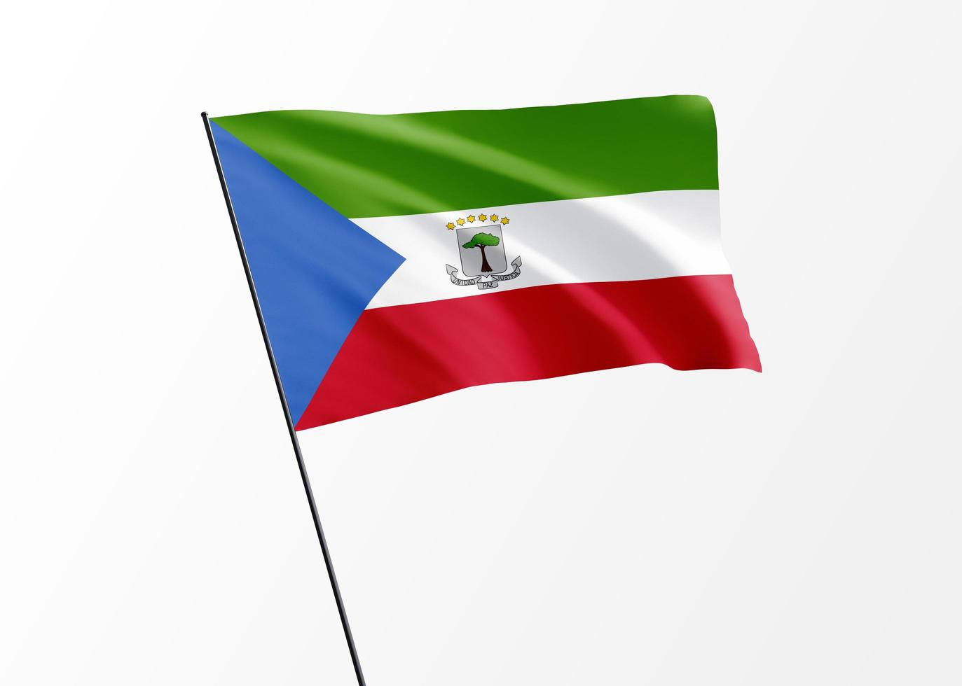 Equatorial Guinea flag flying high in the isolated background Equatorial Guinea independence day. 3D illustration world national flag collection photo