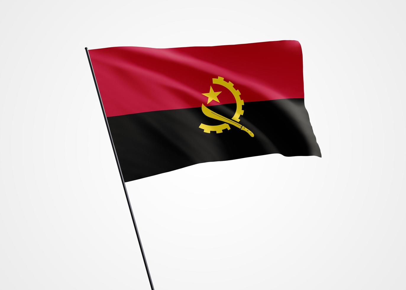 bandera de angola ondeando alto en el fondo aislado. 11 de noviembre día de la independencia de angola. colección de la bandera nacional mundial colección de la bandera nacional mundial foto