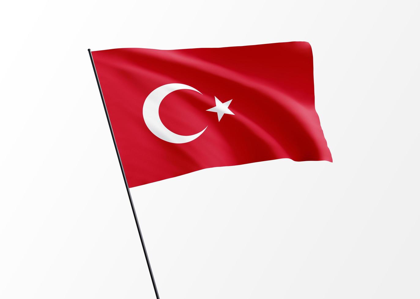 bandera de turquía ondeando alto en el fondo aislado día de la independencia de turquía. Ilustración 3d colección de la bandera nacional mundial foto