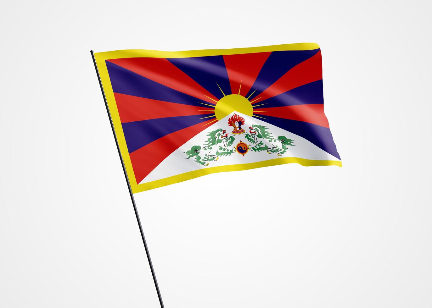 Tíbet volando alto en el fondo aislado. 13 de febrero día de la independencia del tíbet. Ilustración 3d colección de la bandera nacional mundial foto