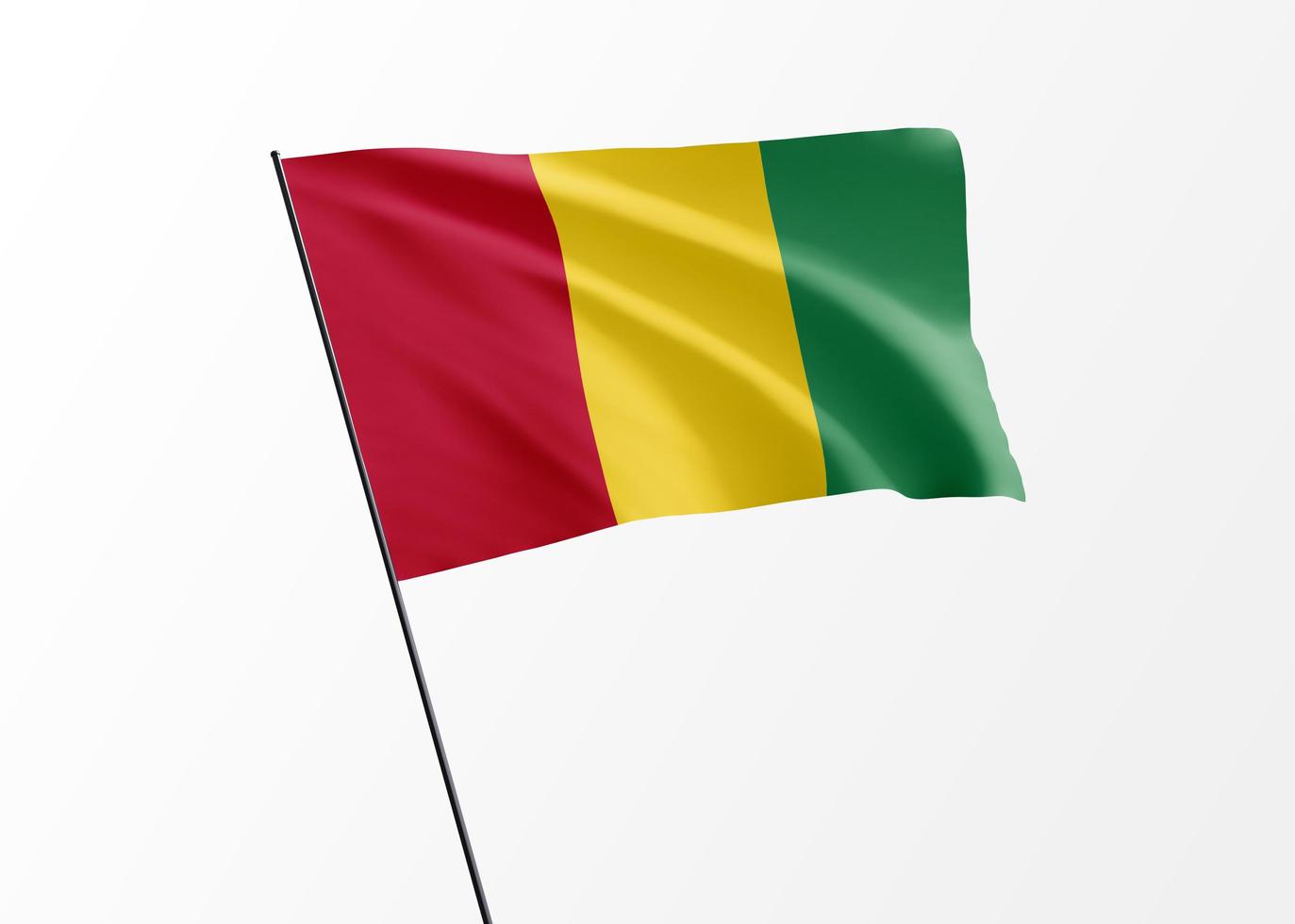 Guinea flag flying high in the isolated background Guinea independence day. 3D illustration world national flag collection photo