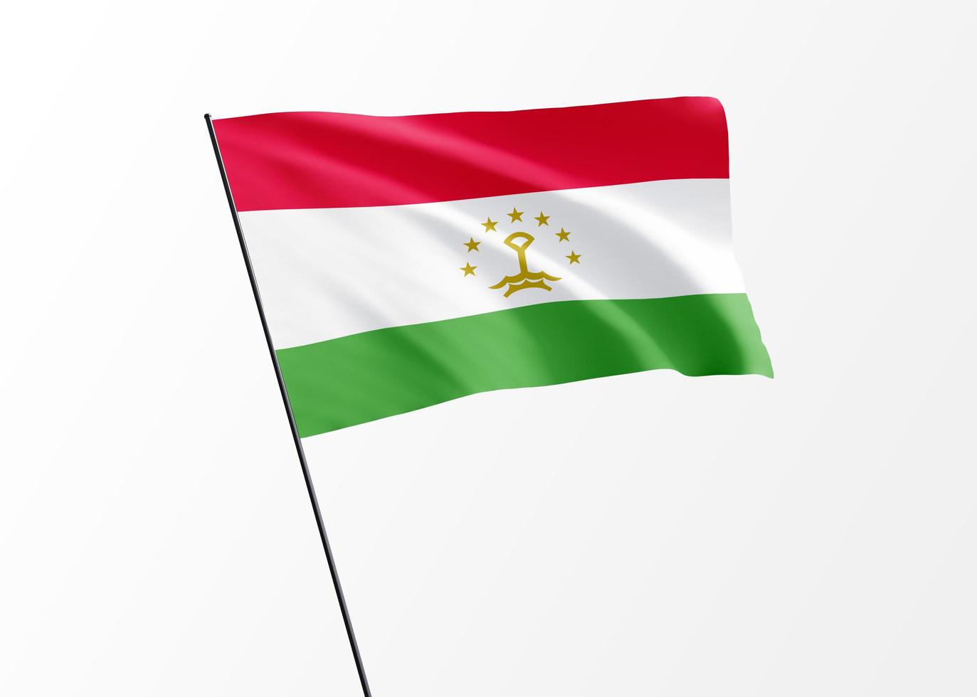 Tajikistan flag flying high in the isolated background Tajikistan independence day. World national flag collection photo