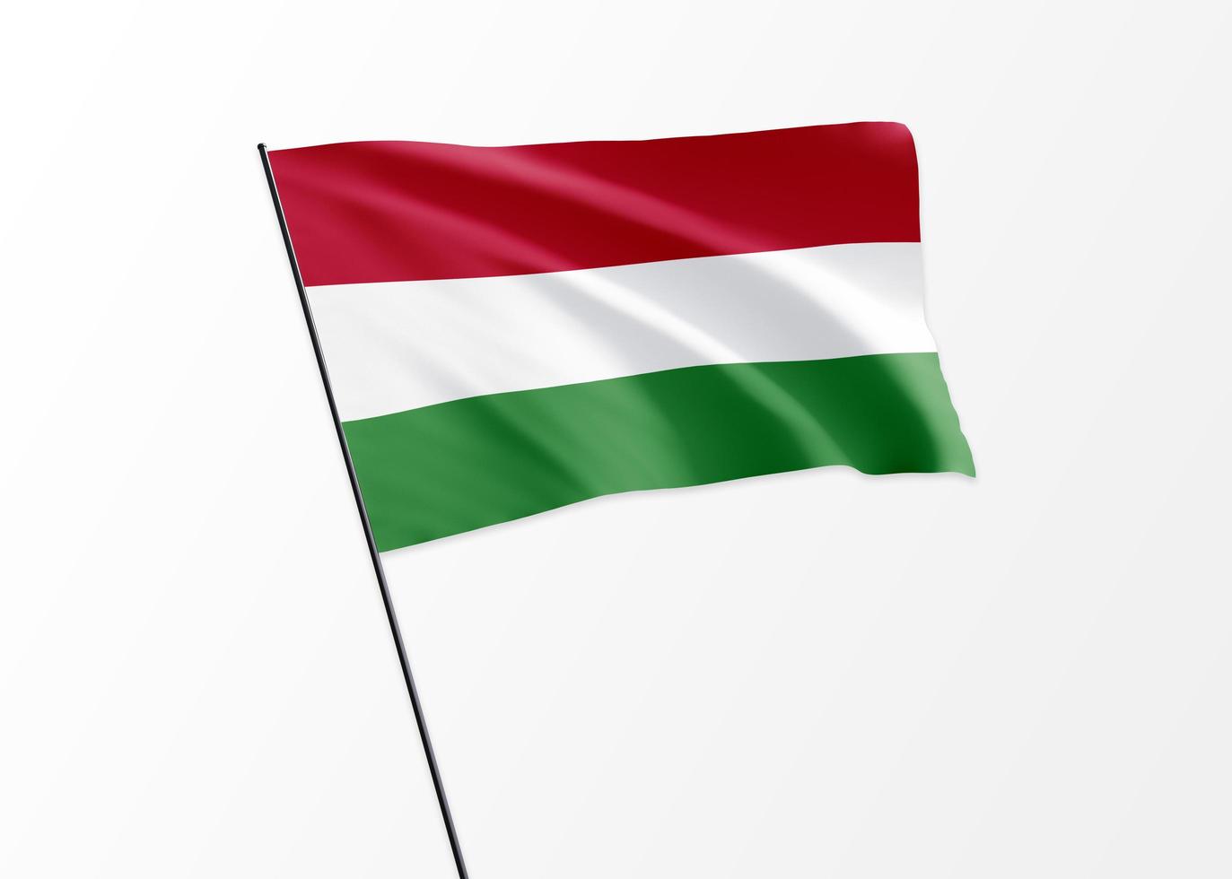 Hungary flag flying high in the isolated background Hungary independence day. 3D illustration world flag collection photo
