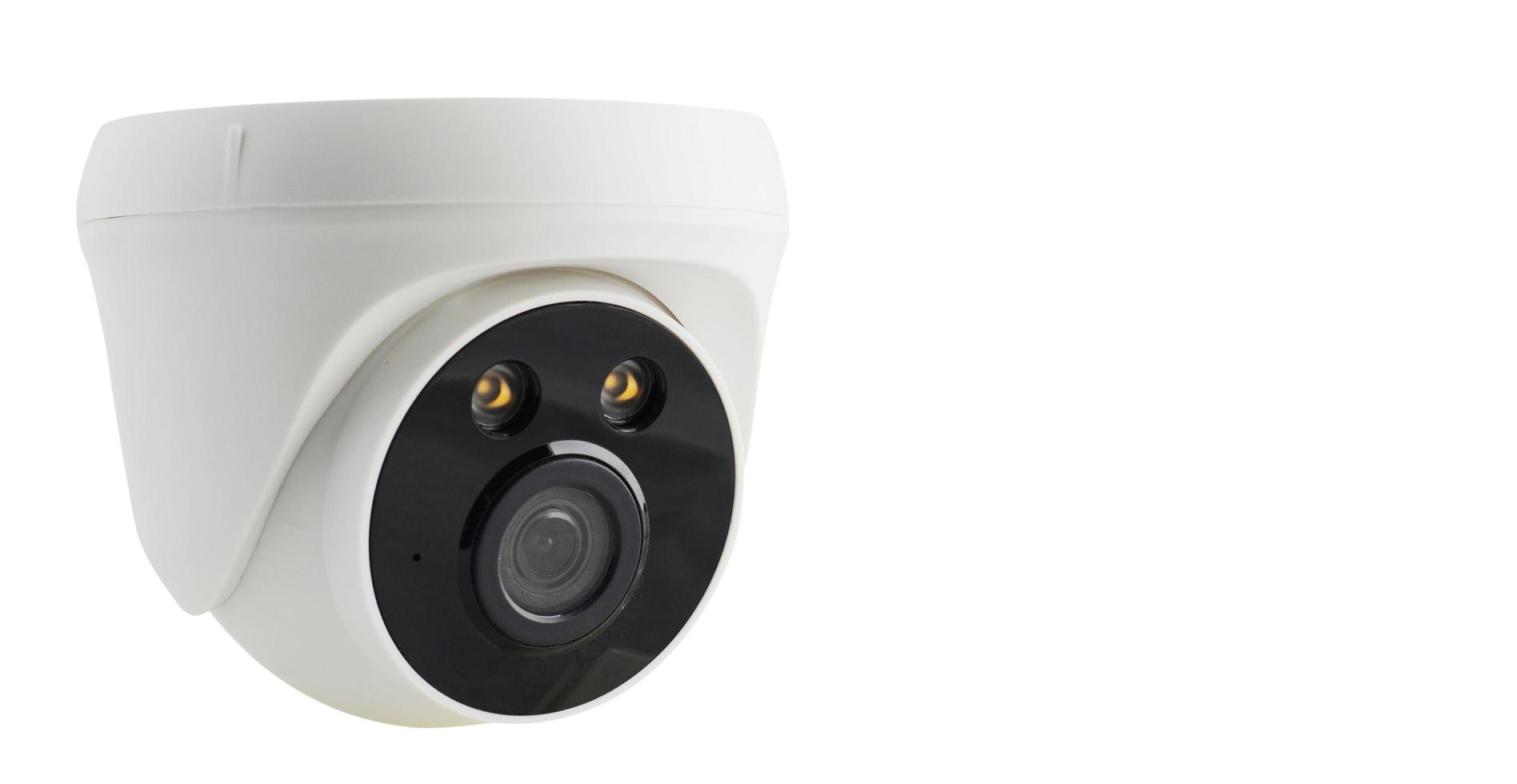 White CCTV perspective to the left side with copy space on isolated background photo