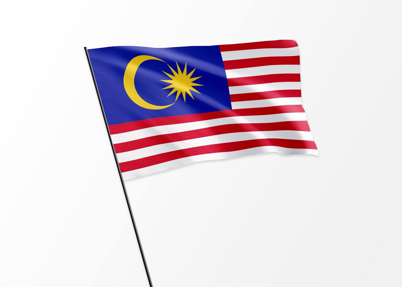 bandera de malasia ondeando alto en el fondo aislado día de la independencia de malasia. Ilustración 3d colección de la bandera nacional mundial foto