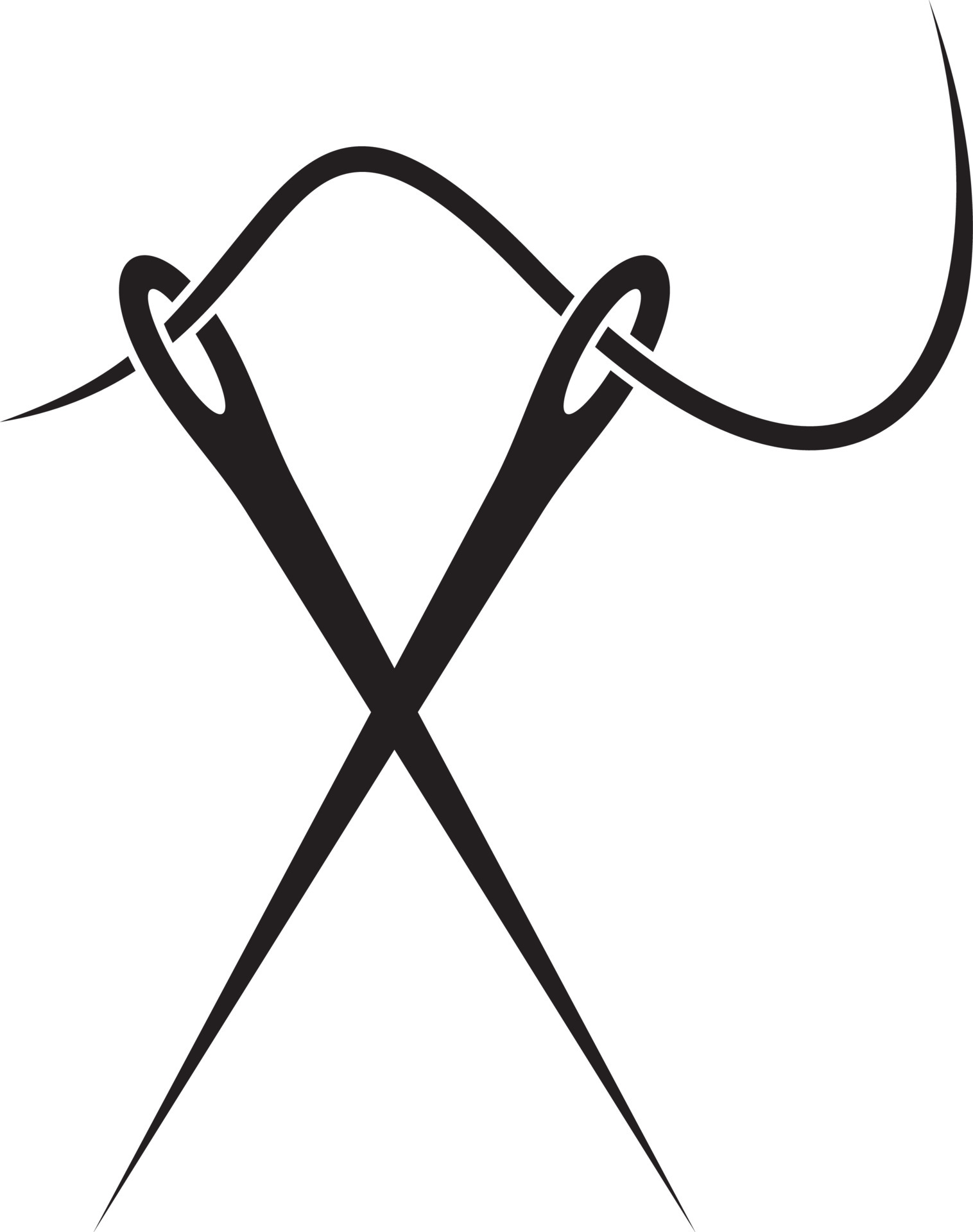 Crossed Sewing Needles with thread silhouette 4695129 Vector Art at