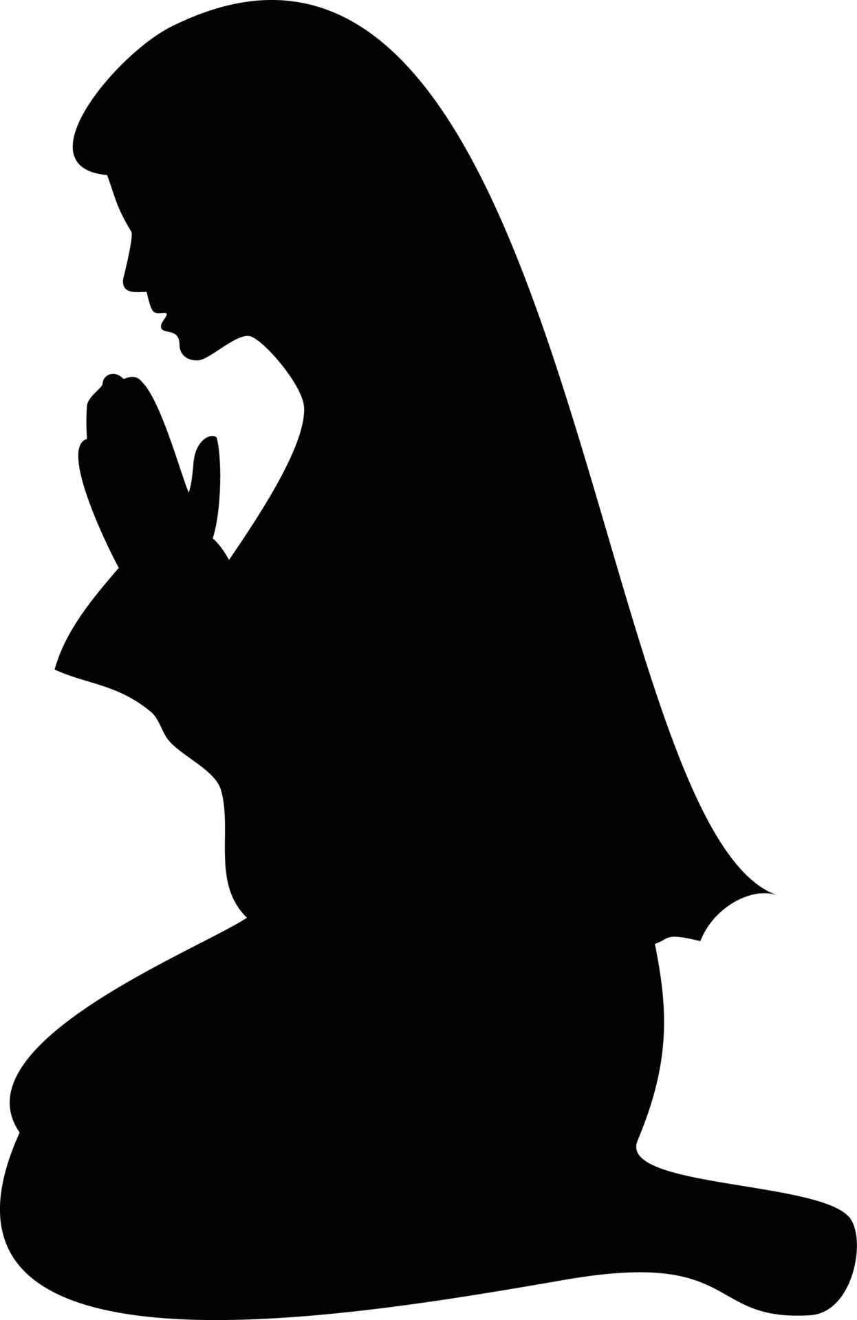 Woman Praying Silhouette Clipart