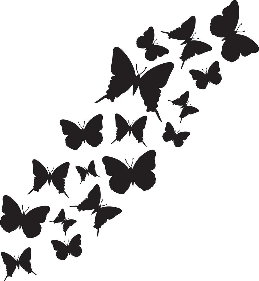 silueta de mariposas volando vector