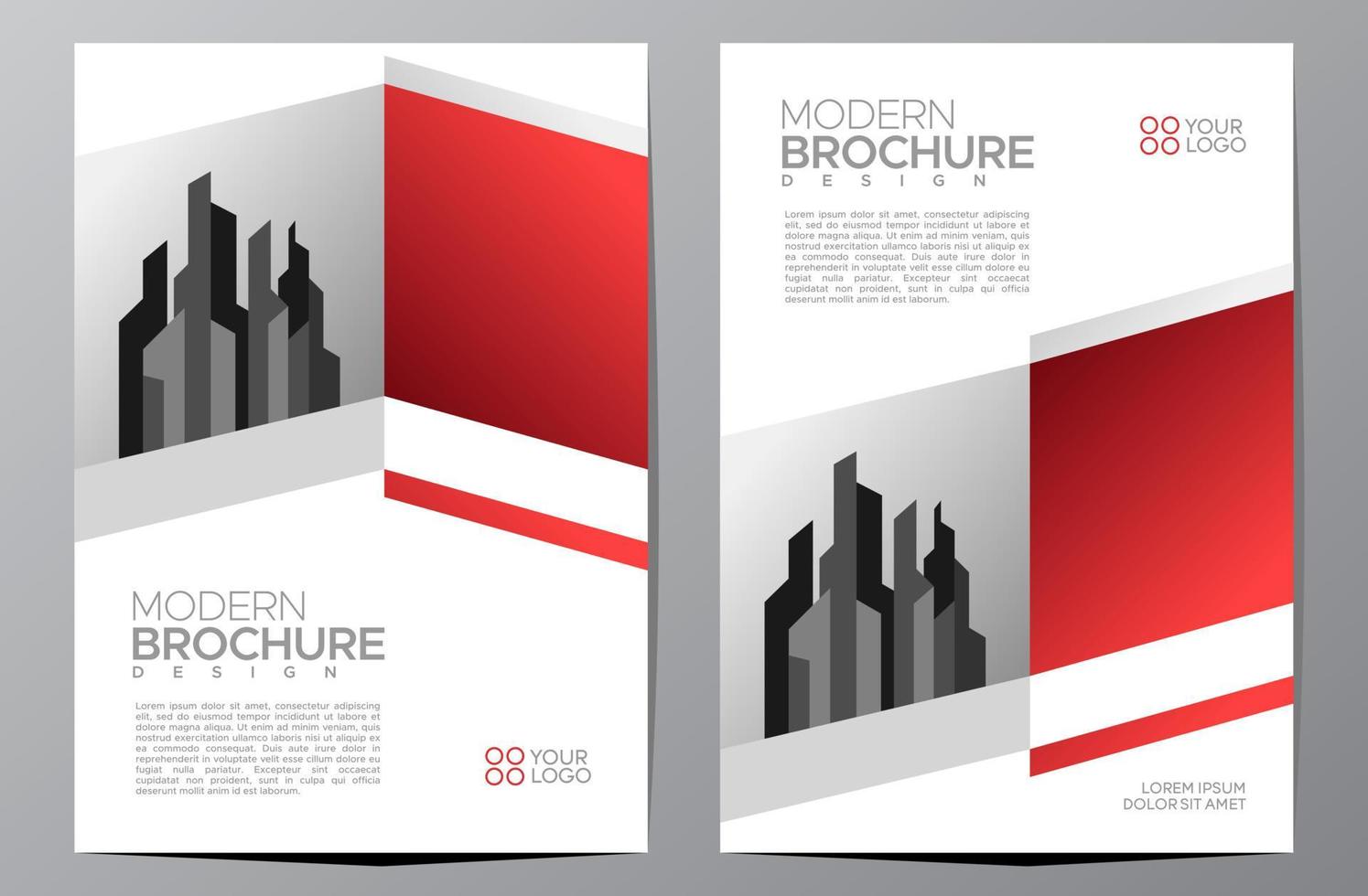 Flyer brochure design, business cover size A4 template, geometric rectangle red color vector