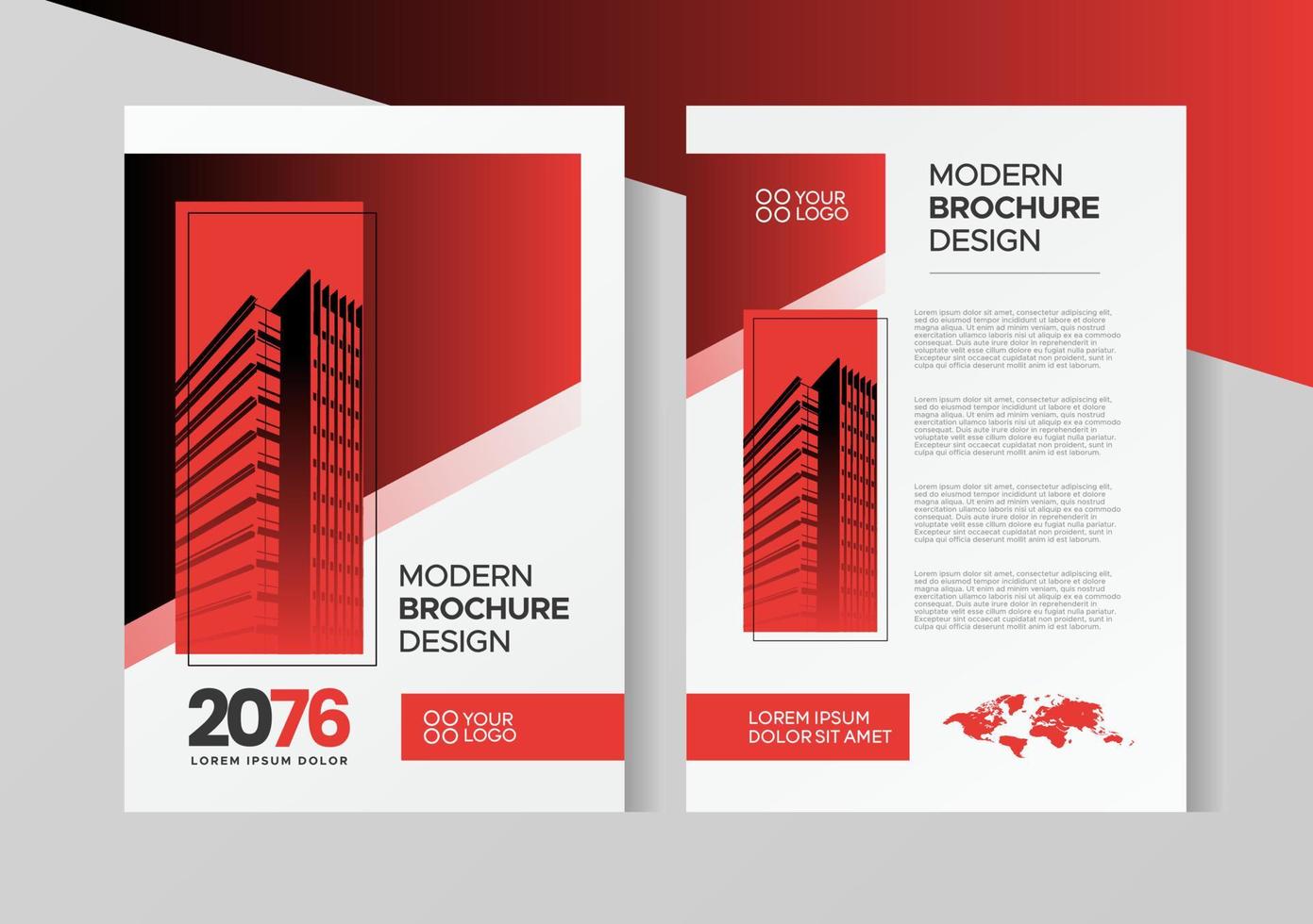 Flyer brochure design, business cover size A4 template, geometric rectangle red color vector