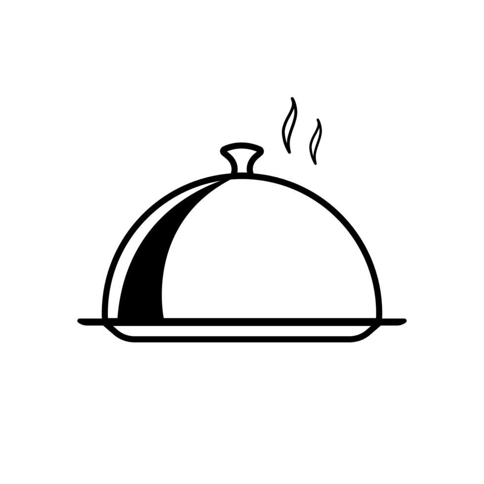 Covered food tray of hotel room service icon vector