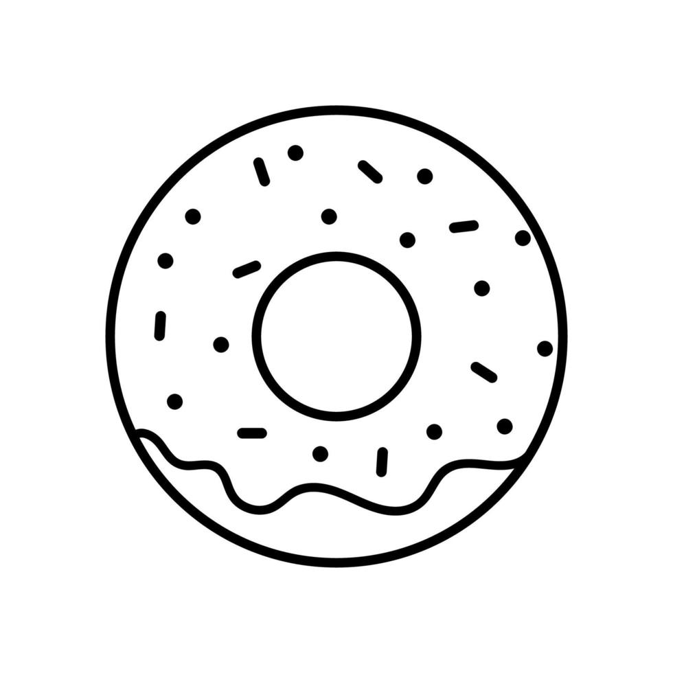 icono de donut negro sobre fondo blanco vector