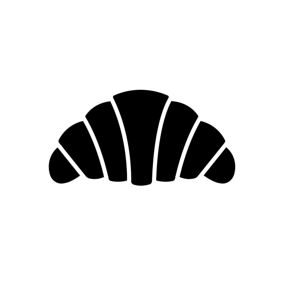 Icono de croissant negro sobre fondo blanco. vector