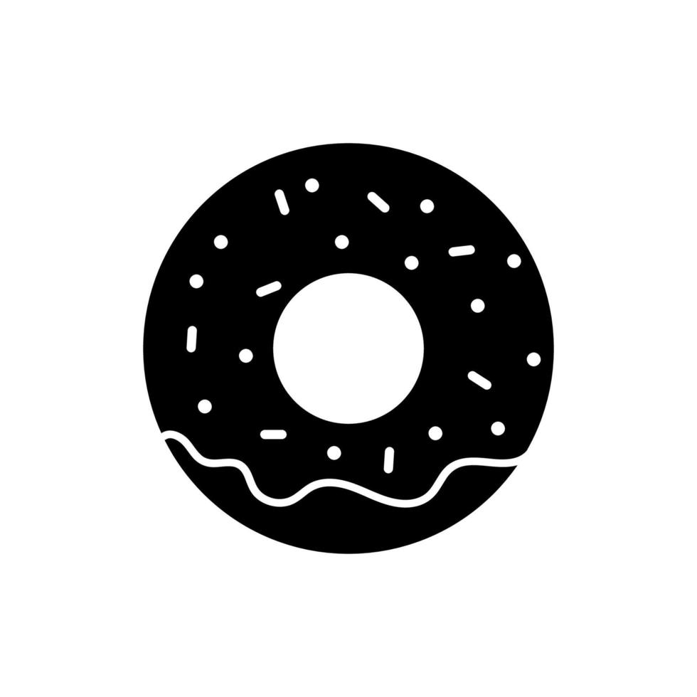 icono de donut negro sobre fondo blanco vector