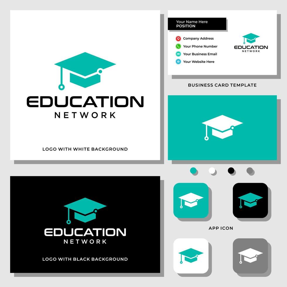 Education icon and network logo design with business card template. vector