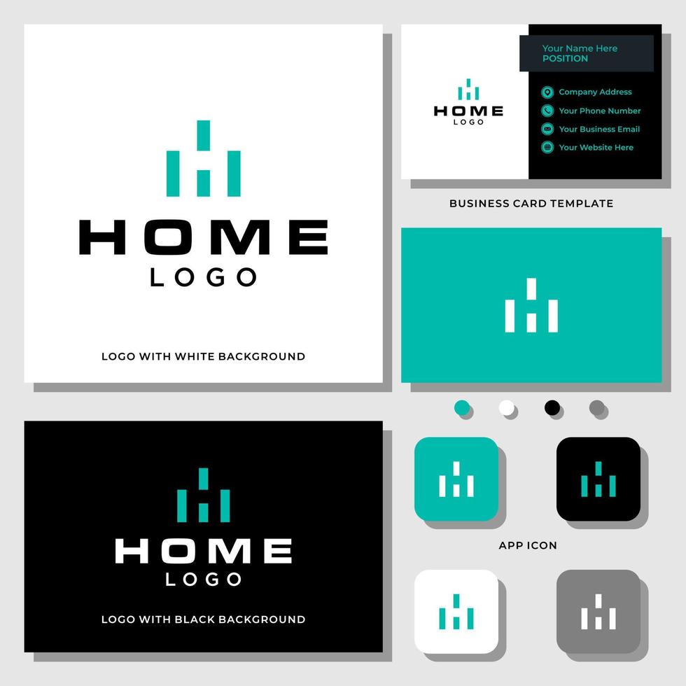 Letter H monogram Real Estate logo design with business card template. vector