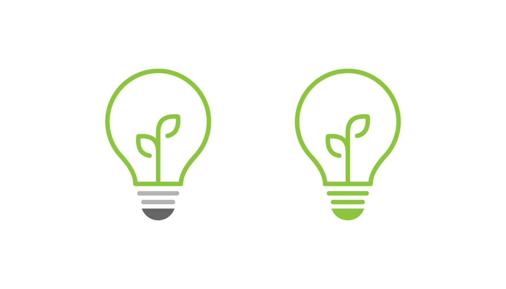 Green leaf light bulb logo design vector